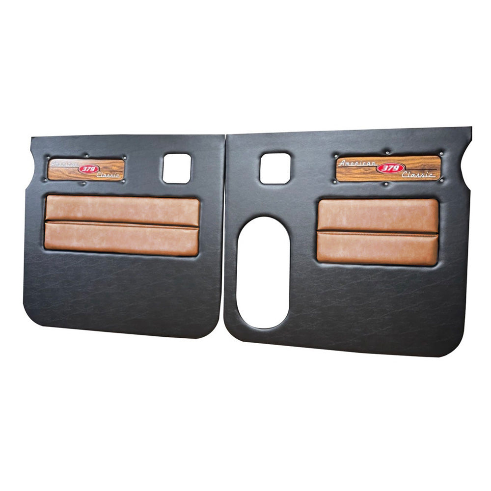 Peterbilt 379 American Classic Black Door Panel with Laminated Wood Logo