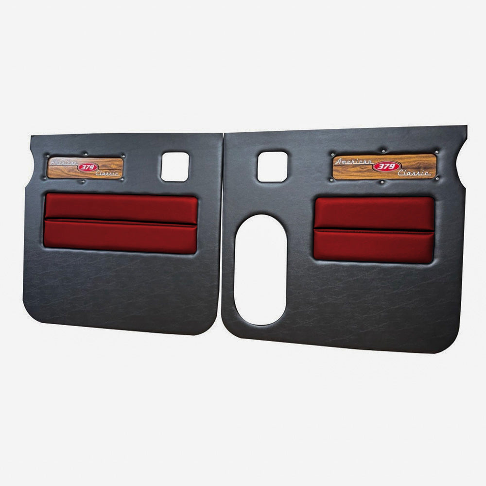 Peterbilt 379 American Classic Black Door Panel with Laminated Wood Logo