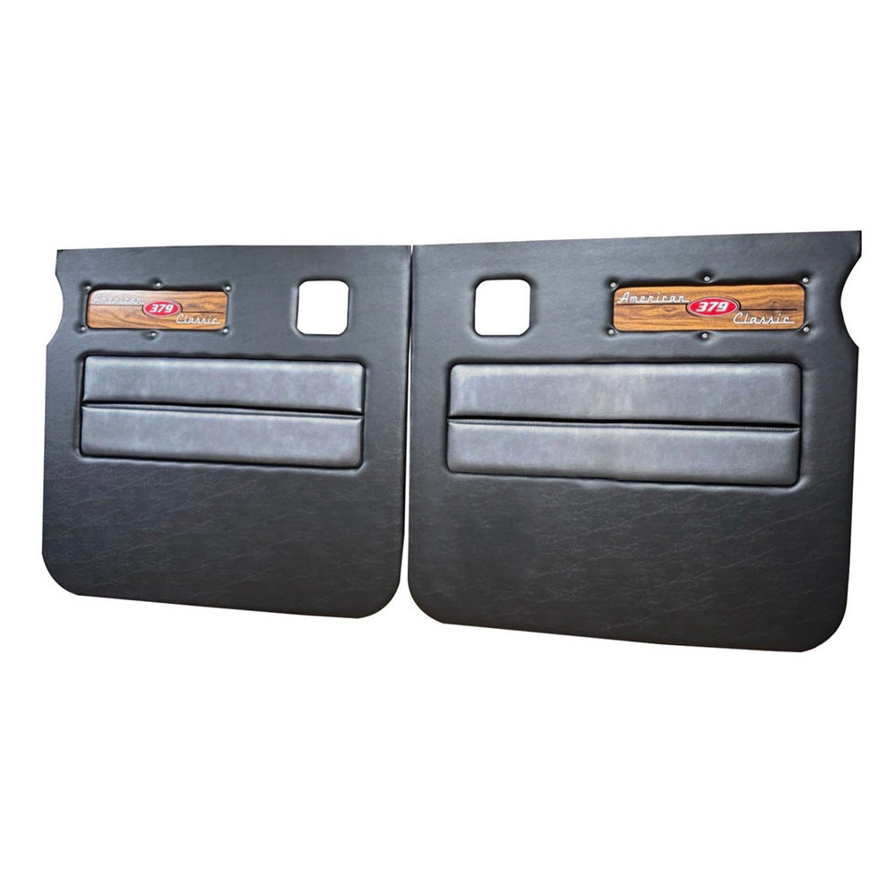 Peterbilt 379 American Classic Black Door Panel with Laminated Wood Logo
