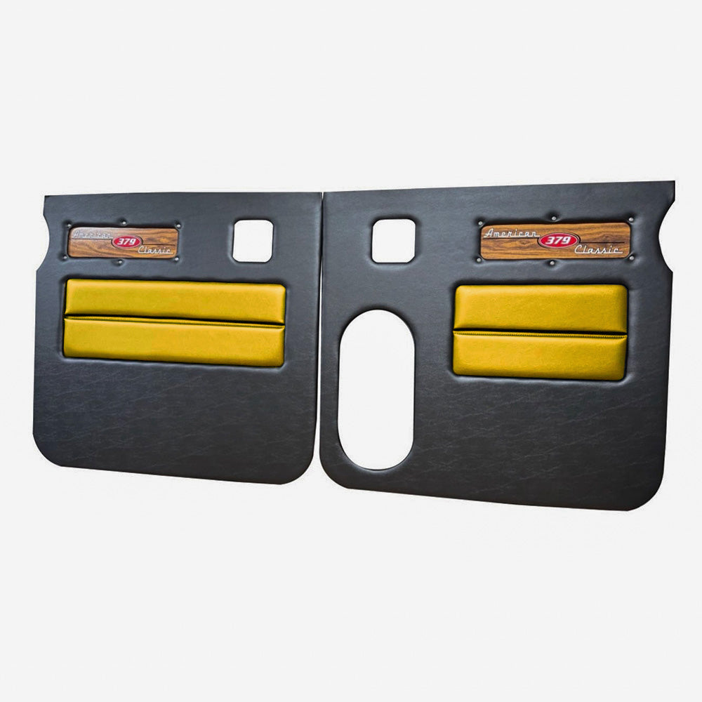 Peterbilt 379 American Classic Black Door Panel with Laminated Wood Logo