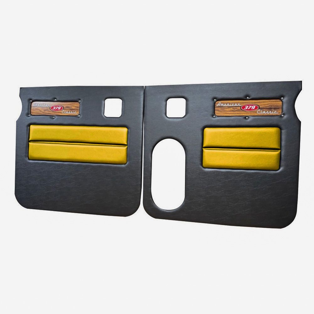 Peterbilt 379 American Classic Black Door Panel with Laminated Wood Logo