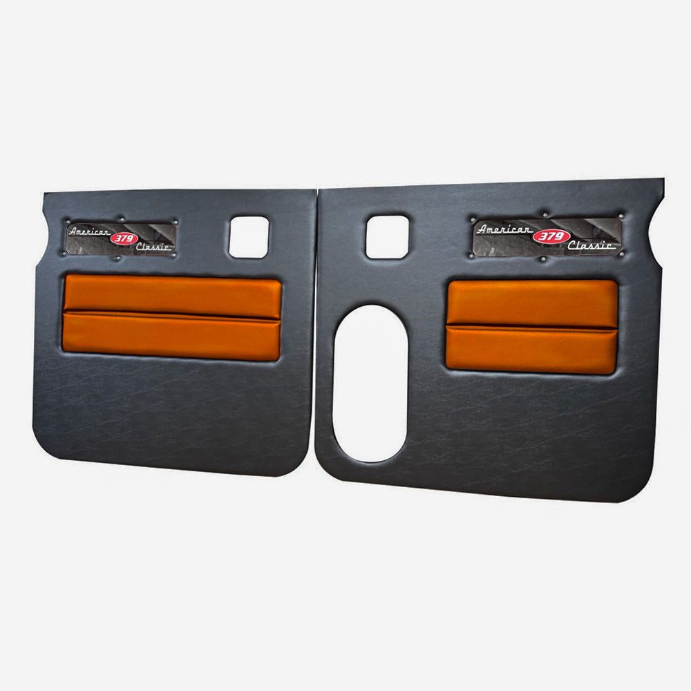 Peterbilt 379 American Classic Black Door Panel with Stainless Steel Logo