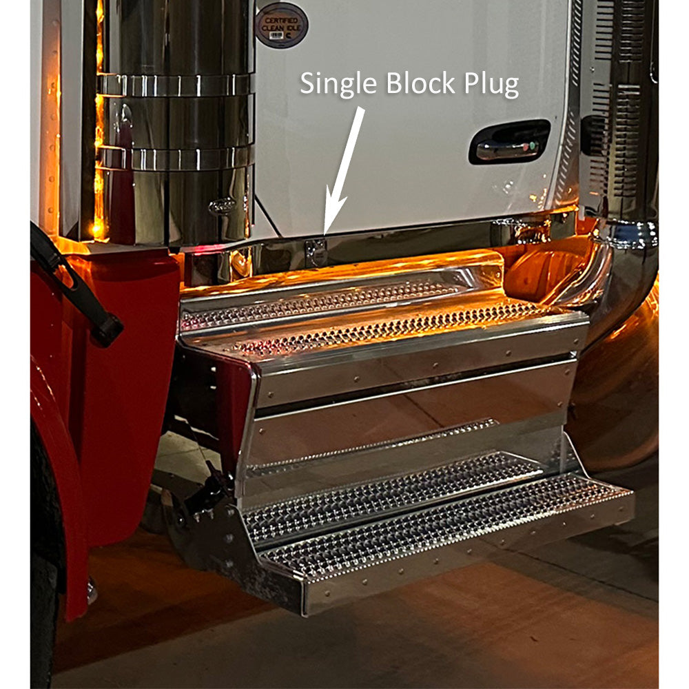 Peterbilt 589 FX Down Glow Cab Panels with 3/4" Amber Button Lights - Single Block Plug