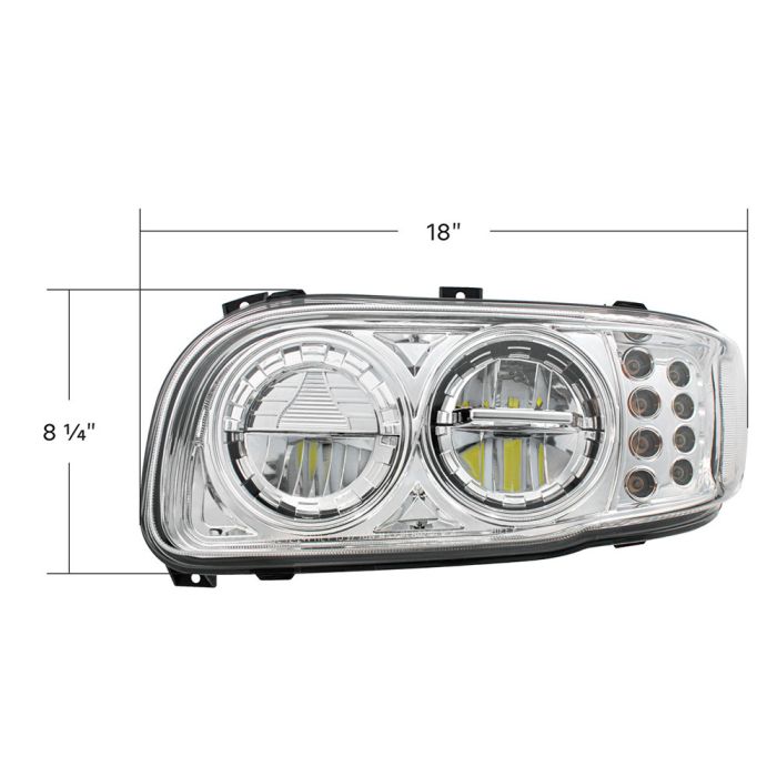 PB389, 388, 567 Chrome High Power w/ Turn, Position Light Headlight