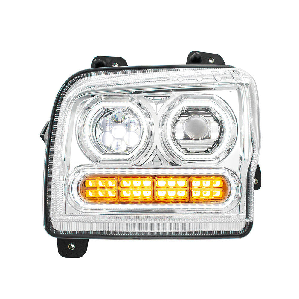 Kenworth W990 Chrome High Power LED Turn, LED Halo Light Headlight