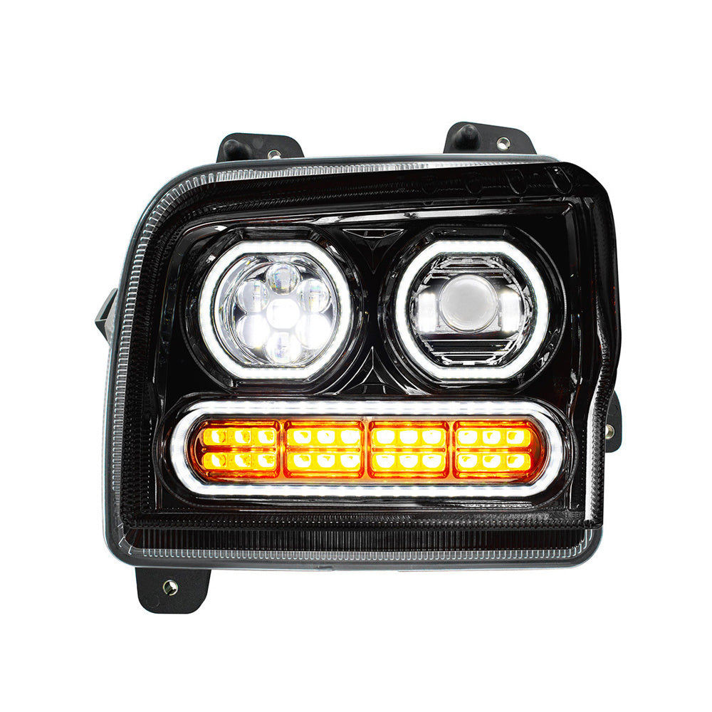 Kenworth W990 Black High Power LED Turn, LED Halo Light Headlight