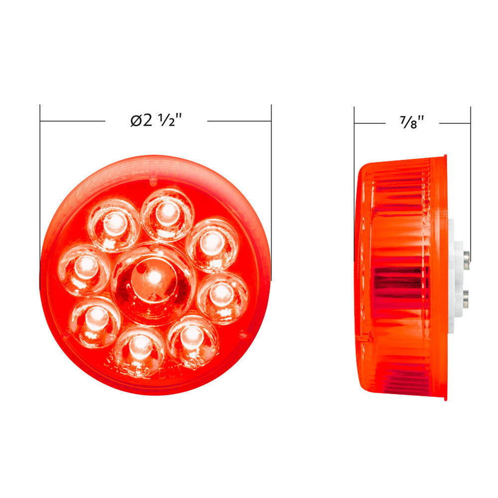 2-1/2" Round Reflector Marker and Clearance Light Kit - Red/Red