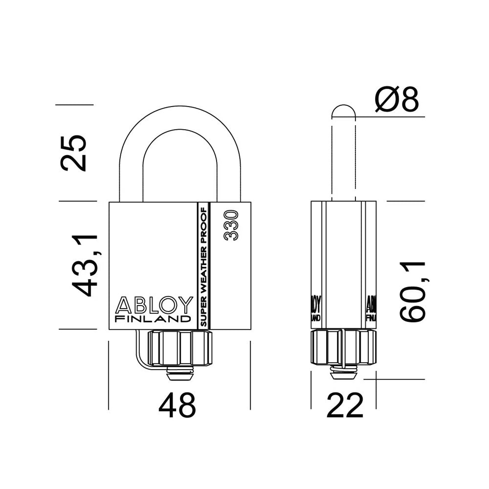Abloy Lock 8MM Weather Proof Pad Lock