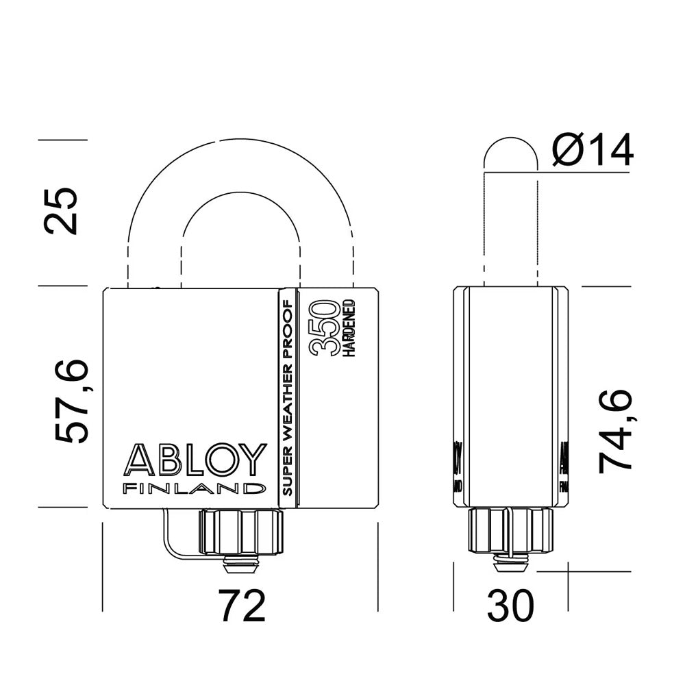 Abloy 14MM Super Weather Proof Pad Lock