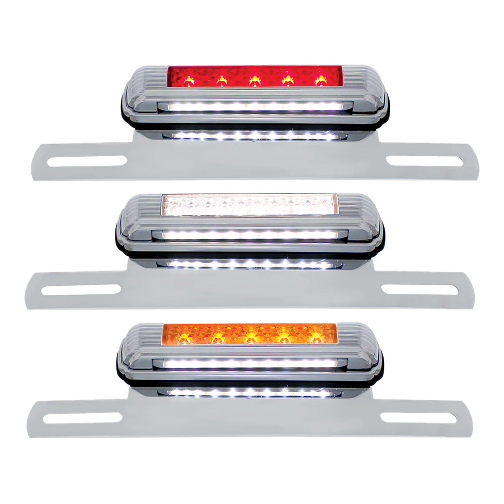 Chrome Die-Cast License Plate LED Light & Bracket with 3rd LED Light