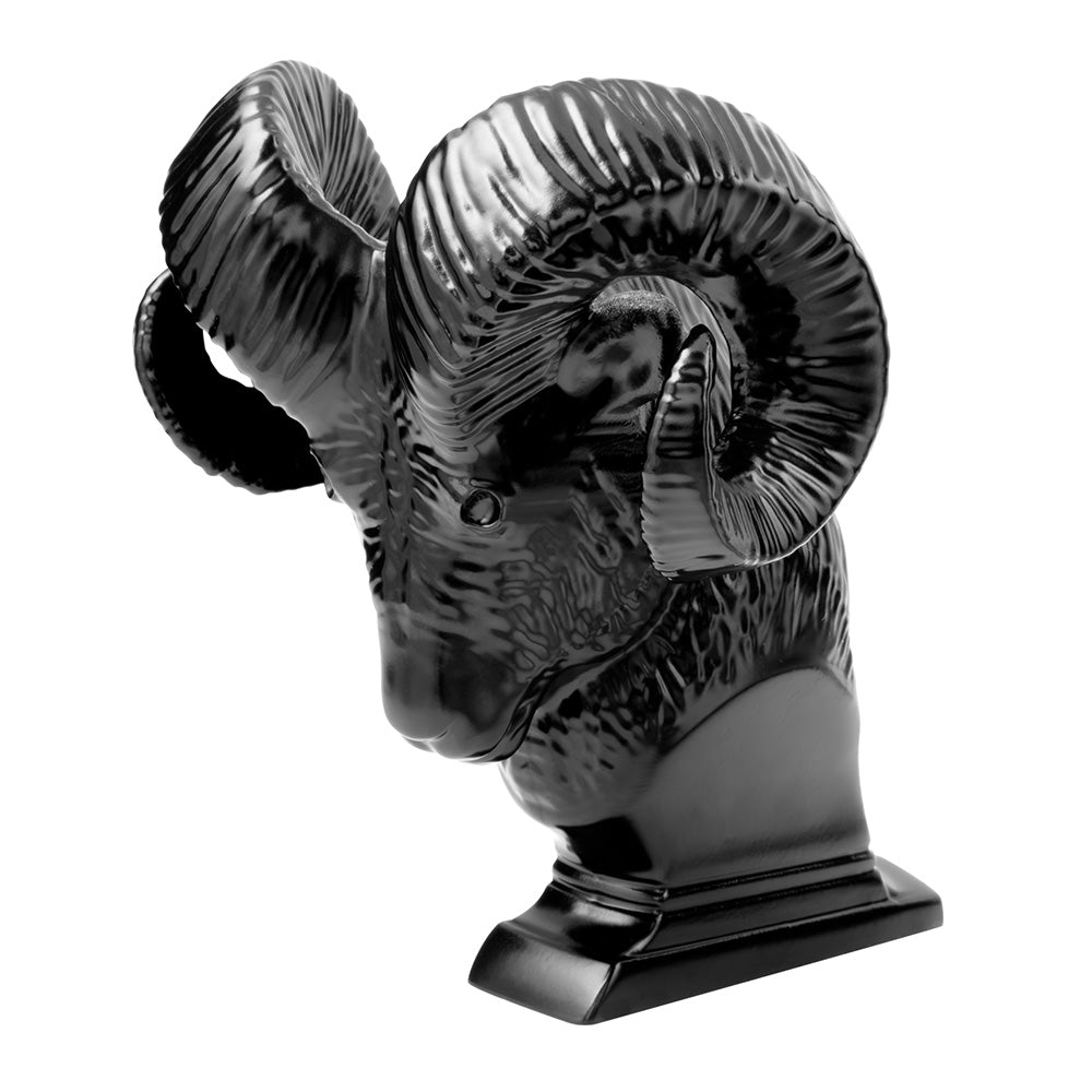 Matte Black Large Ram Head Hood Ornament