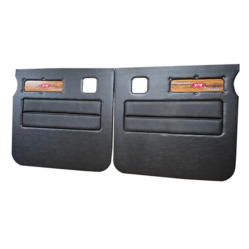 Peterbilt 379 American Classic Black Door Panel with Laminated Wood Logo
