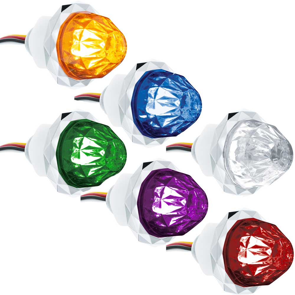 1-1/8" Double Fury 4 LED Crystal Watermelon Clear Lens