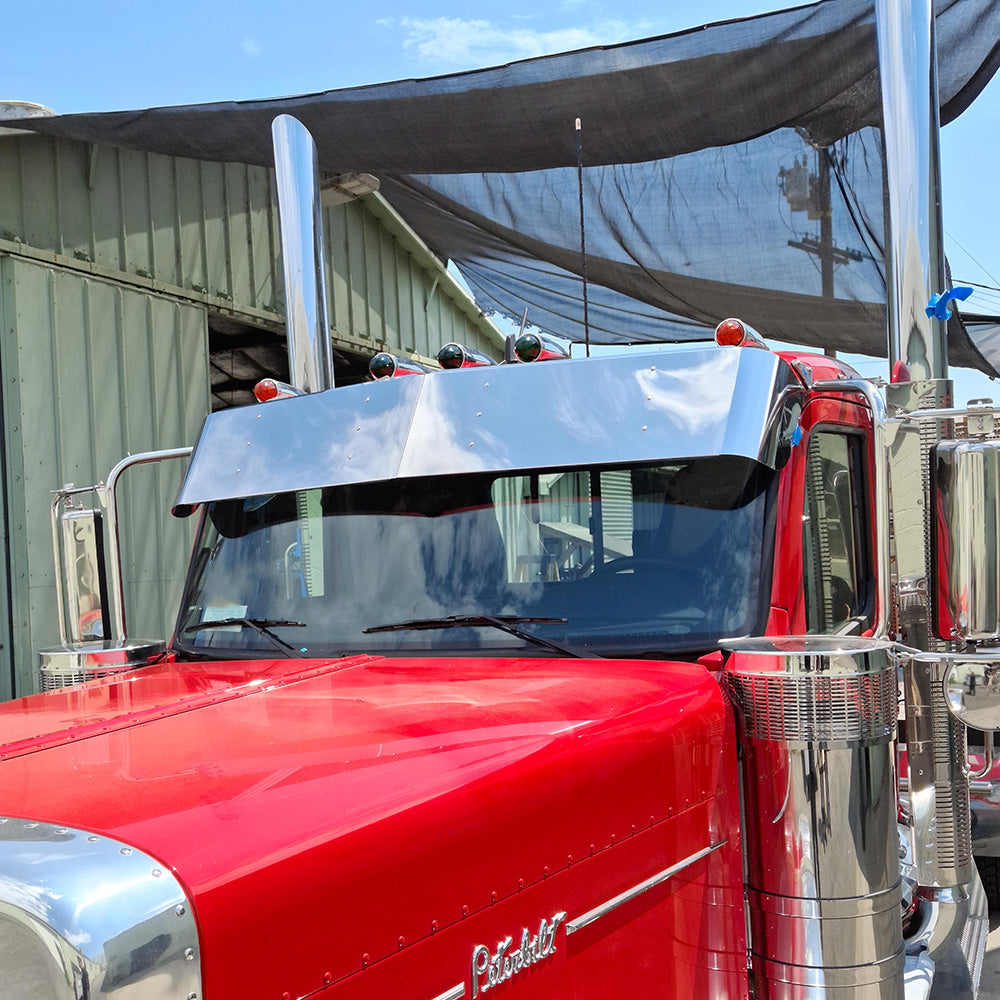 14" Stainless Steel DayCab Drop Visor for Peterbilt 589