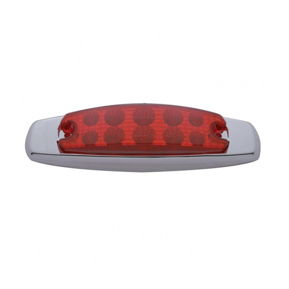 6" Red 10 LED Reflector Rectangular Light with Stainless Bezel