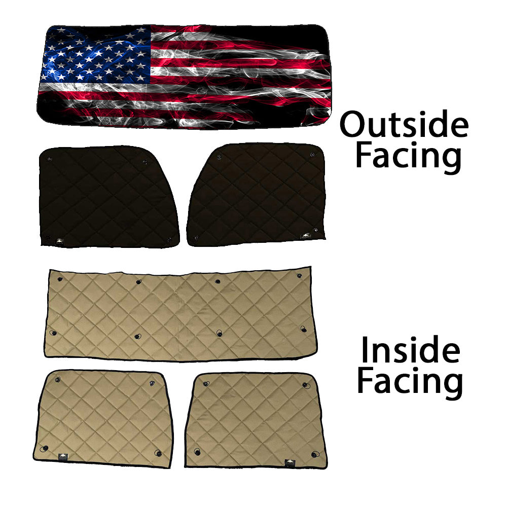 Peterbilt ZenEclipse Blackout Window Covers with Smokey Flag