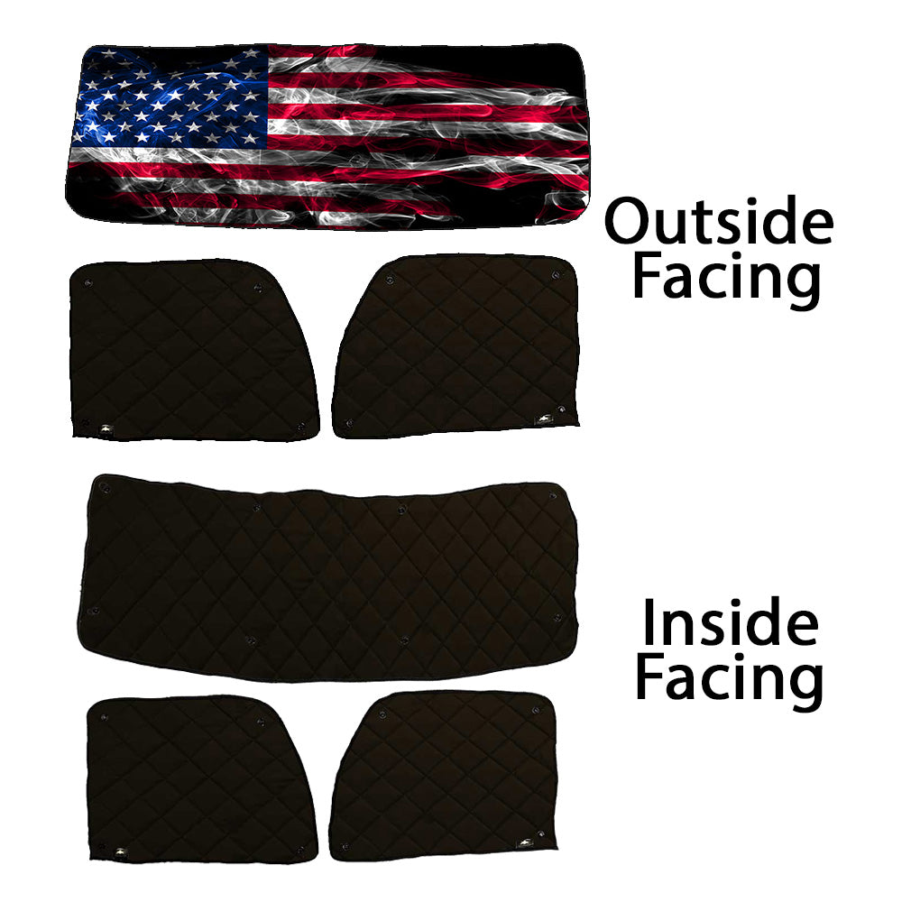 Peterbilt ZenEclipse Blackout Window Covers with Smokey Flag