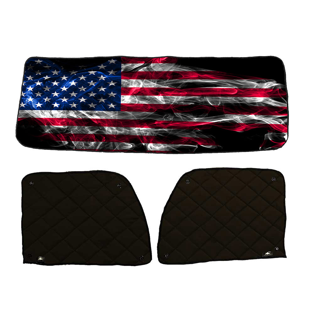 Peterbilt ZenEclipse Blackout Window Covers with Smokey Flag