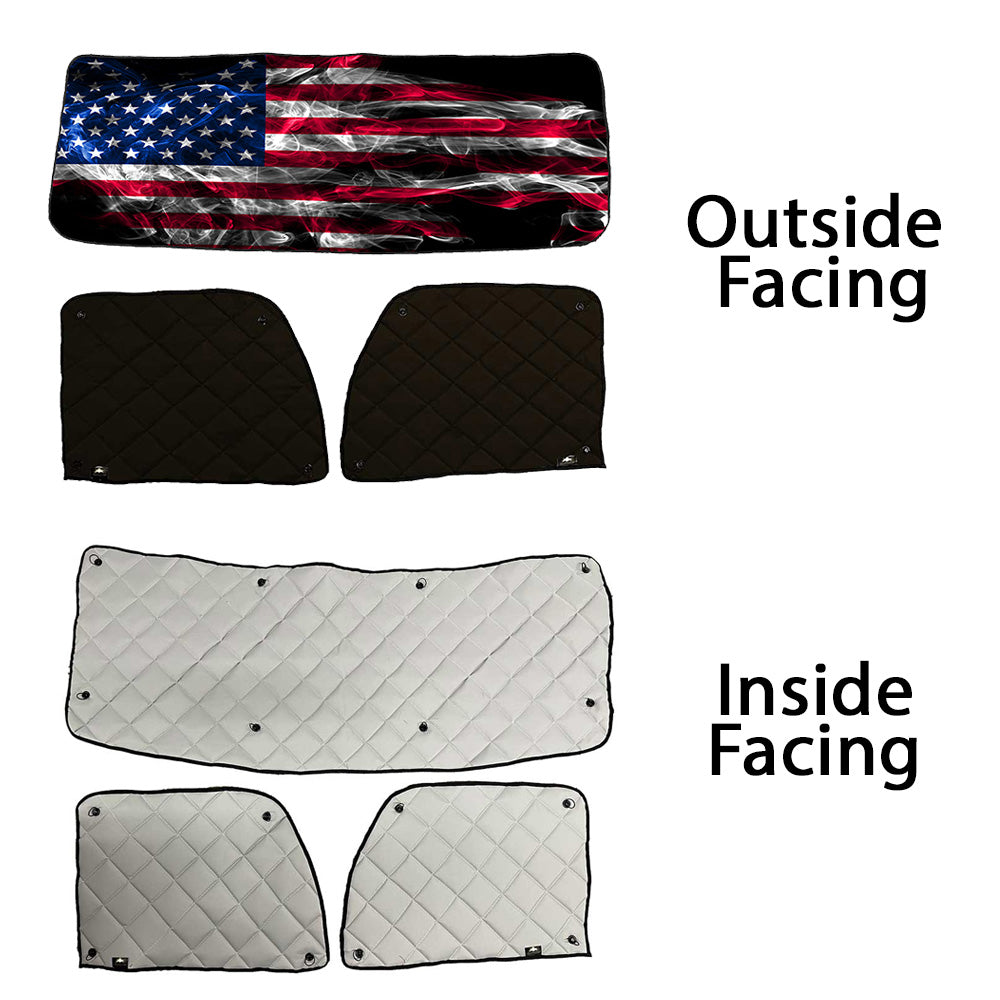 Peterbilt ZenEclipse Blackout Window Covers with Smokey Flag