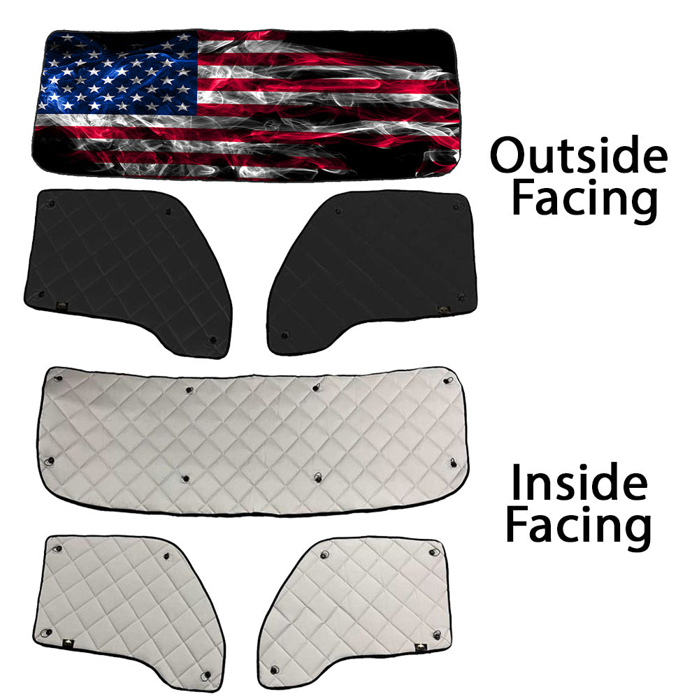 Kenworth ZenEclipse Blackout Window Covers with Smokey Flag