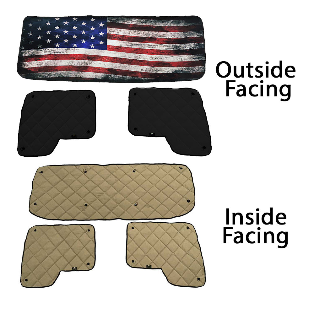 Kenworth with DayLite Door ZenEclipse Blackout Window Covers with Old Glory Flag