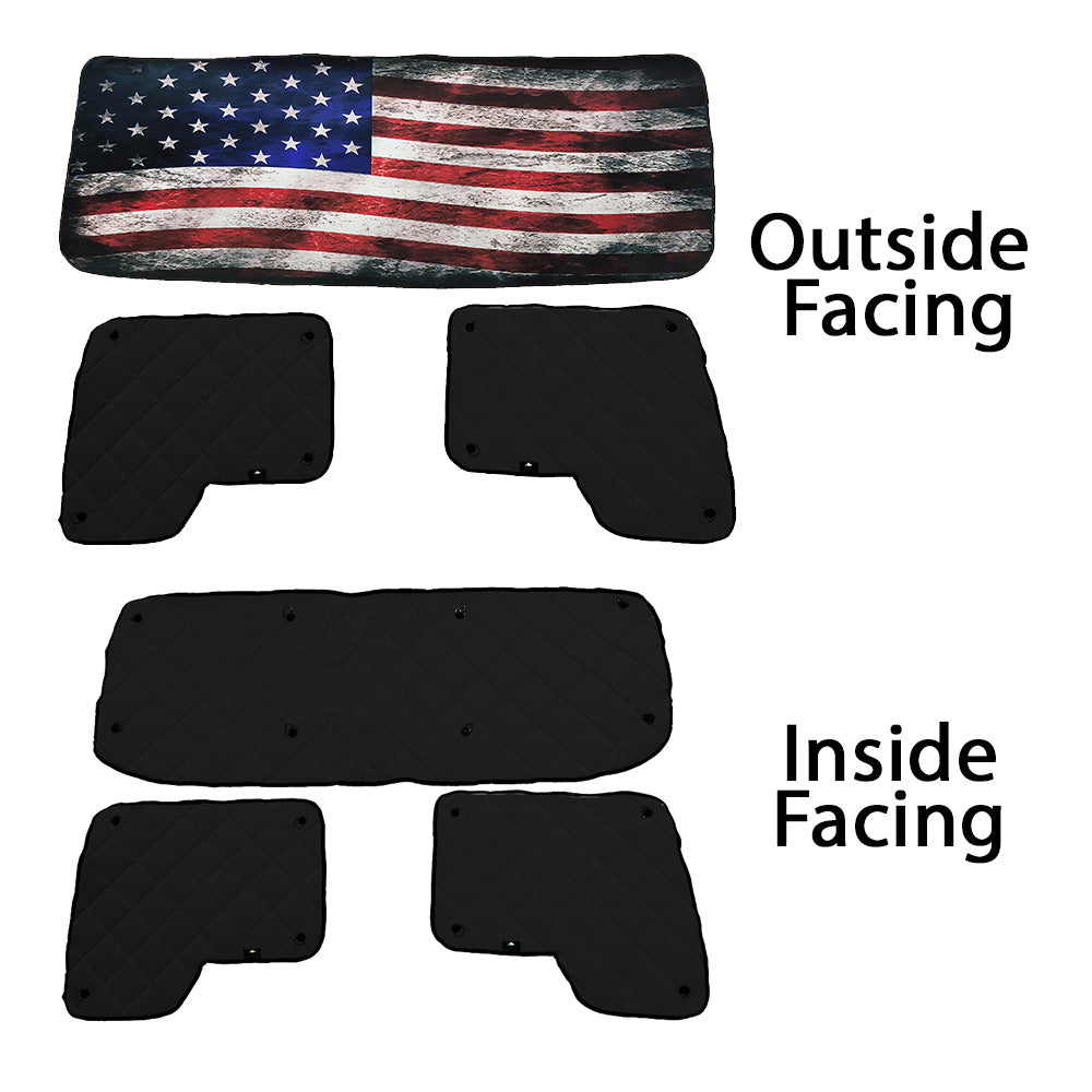 Kenworth with DayLite Door ZenEclipse Blackout Window Covers with Old Glory Flag
