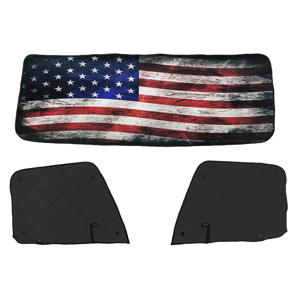 Freightliner ZenEclipse Blackout Window Covers with Old Glory Flag