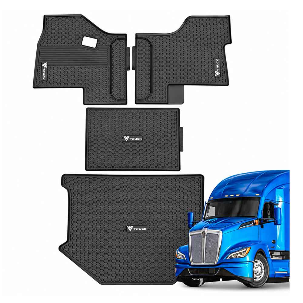 Kenworth T680 Black Rubber 4 Piece Floor Mat Set