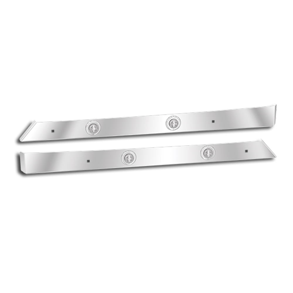 Western Star 304 Stainless Steel Cab/Cowl Trim Panels With Two 3/4" Amber Clear lights
