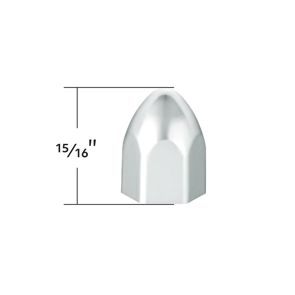 9/16" x 15/16" Chrome Plastic Bullet Nut Cover - Push on 50 pack