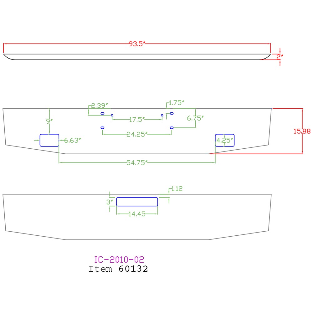 Western Star 16" Tapered Chrome Bumper