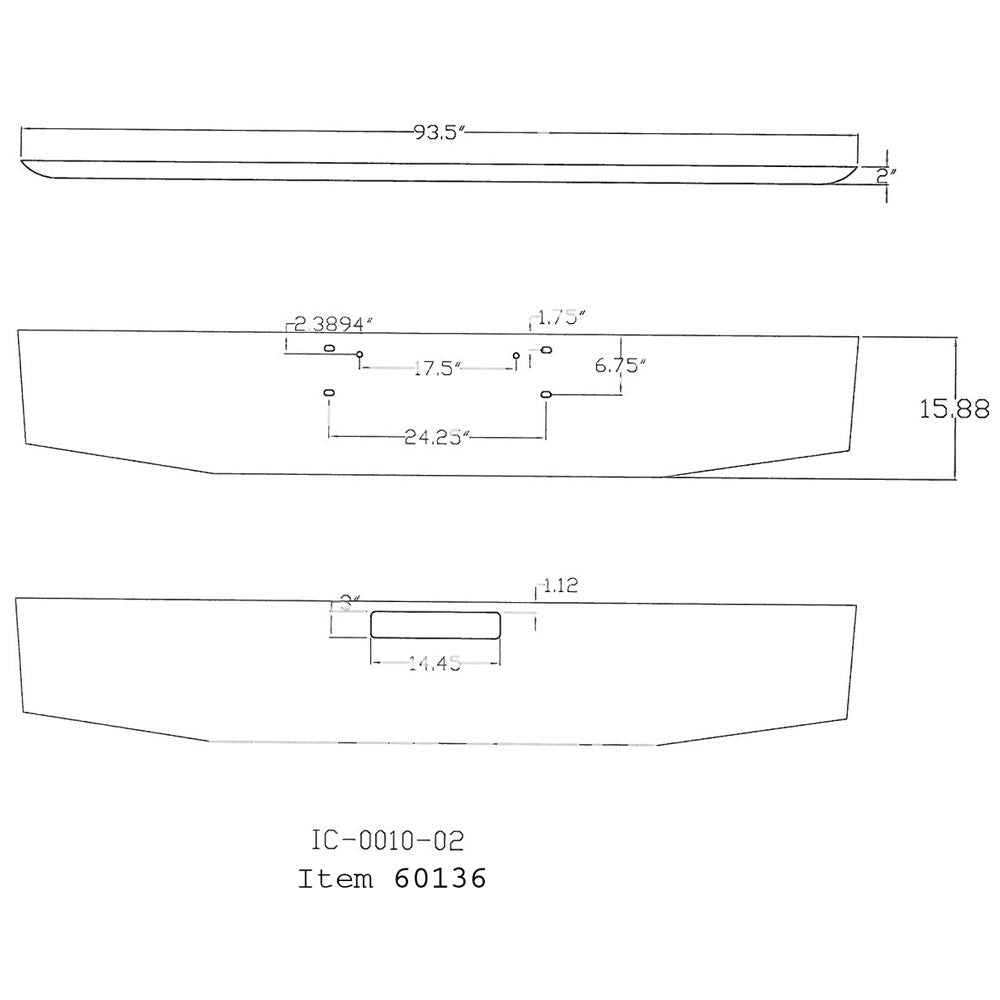 Western Star 16" Tapered Chrome Bumper