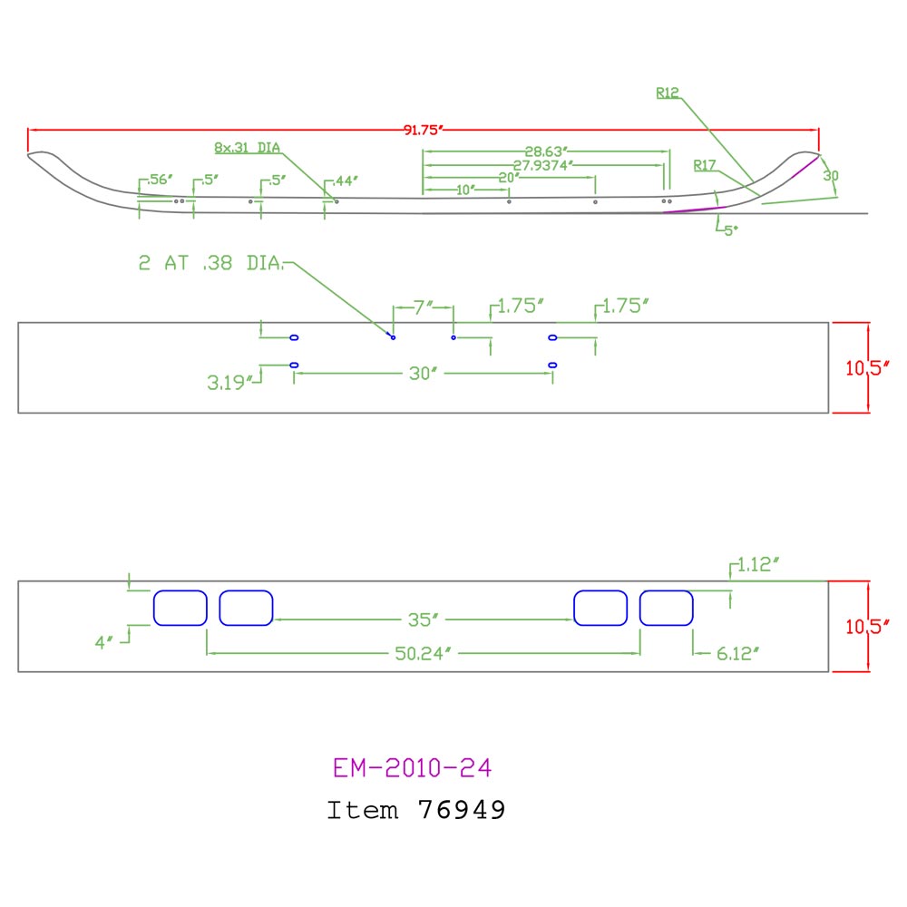 International 4000 series, 7000 series, 8000 series 1990-2004 10" Factory Style Chrome Bumper