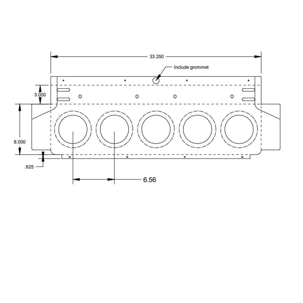 SS Rear Center Panel with Five 4" Cutouts