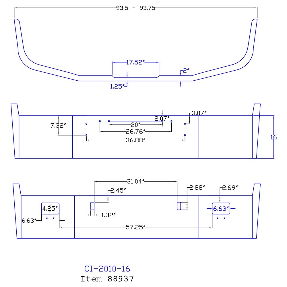 Freightliner FLD 112 16" Set Back Chrome Bumper