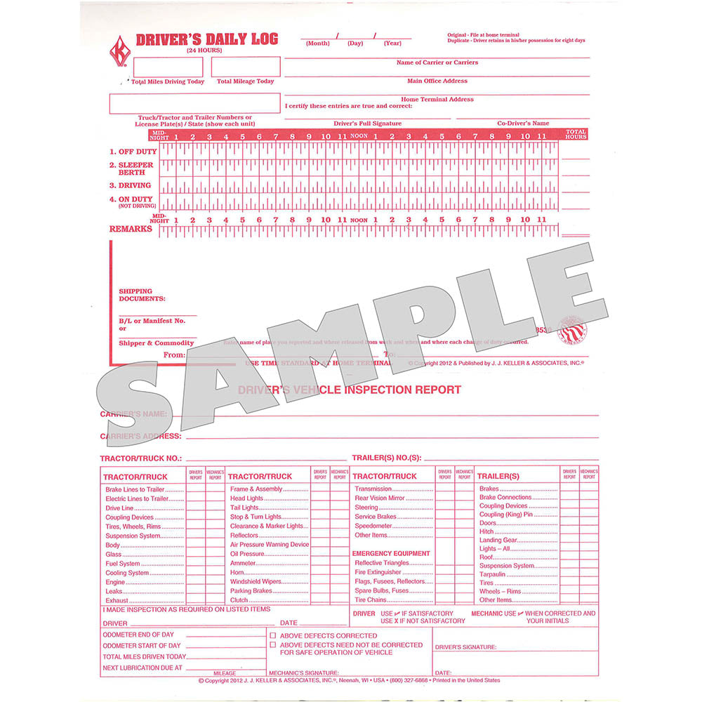 2-in-1 Driver's Daily Log Book w/DVIR (Carbonless)