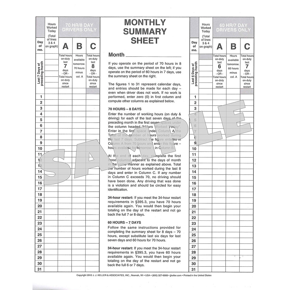 2-in-1 Driver's Daily Log Book w/DVIR (Carbonless)