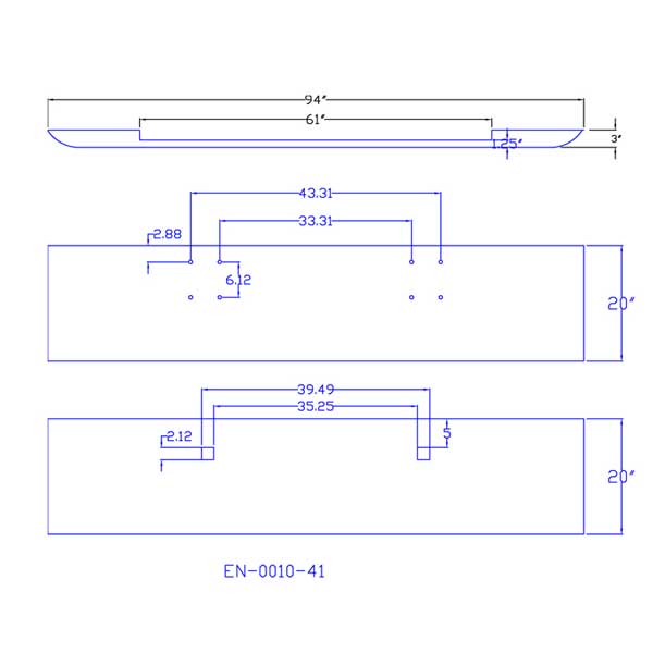 20" Texas Square Chrome Bumper for International 9900