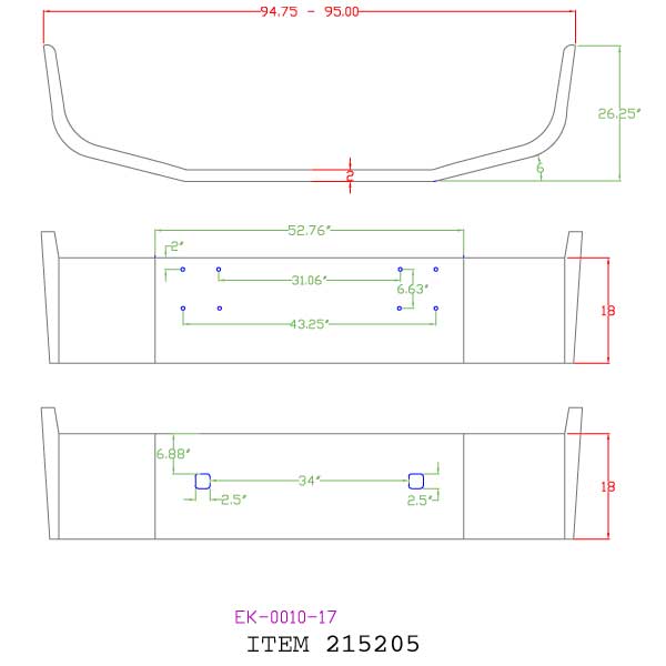 International 9400 1997 & Older 18" Chrome Bumper