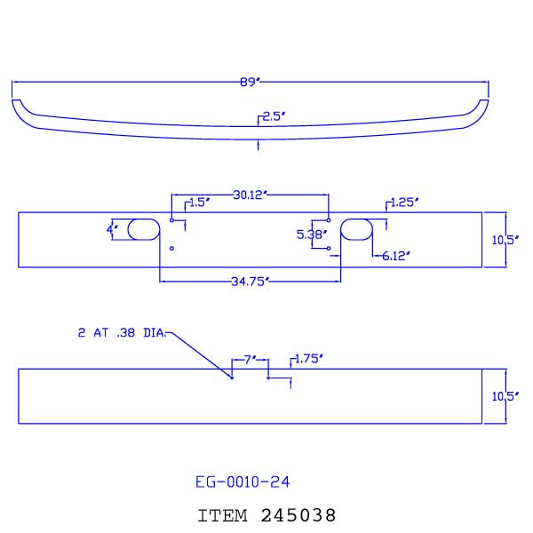 International 1700, 1800, 1900 S 10" Chrome Bumper