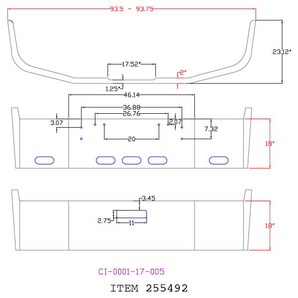 Freightliner FLD 120 18" Chrome Bumper