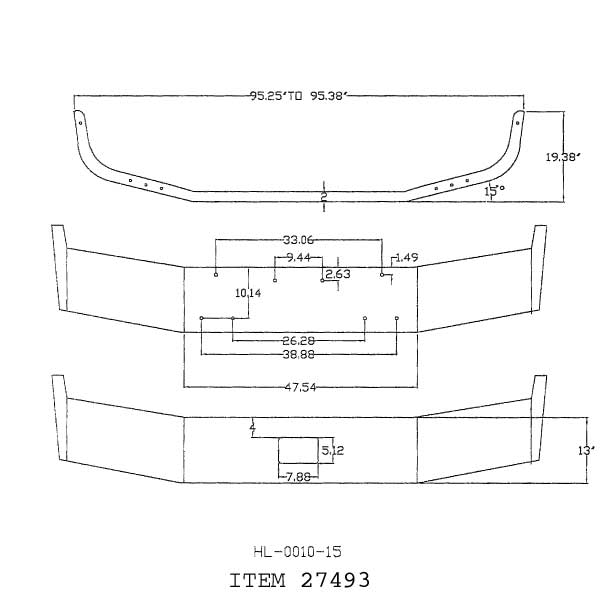 Peterbilt 385 12" Set Back Chrome Bumper