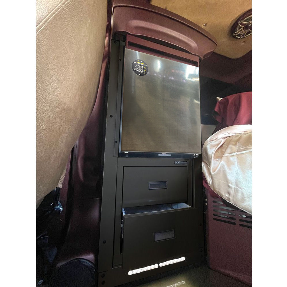 Peterbilt 589 Black Refrigerator Kit with Drawers - Passenger Side