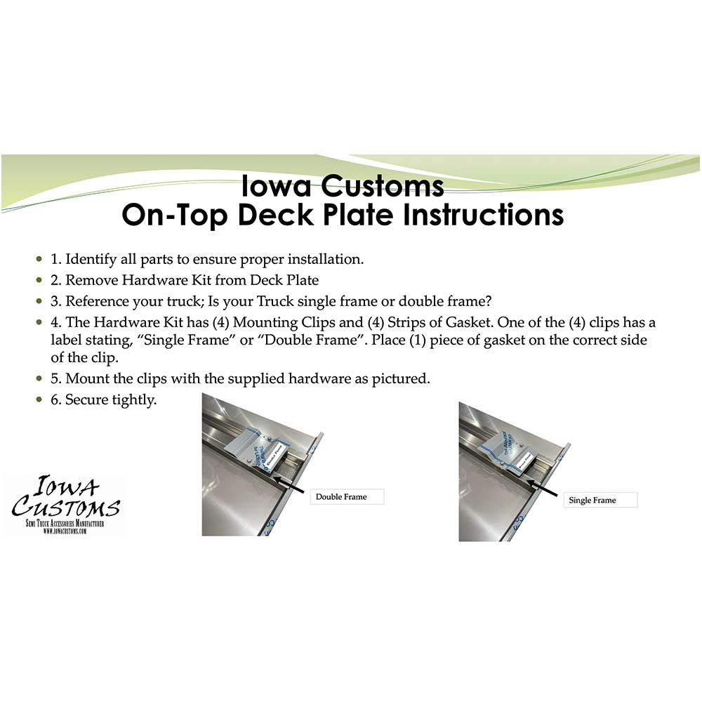 4' Stainless Steel On Top Deck Plate