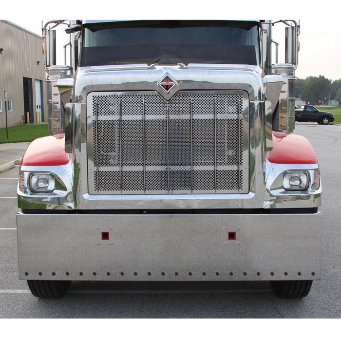 Intl 9900i/9900ix SS 22" Boxed End Bumper with Twenty-Two 3/4" Light Cutouts, Tow Holes