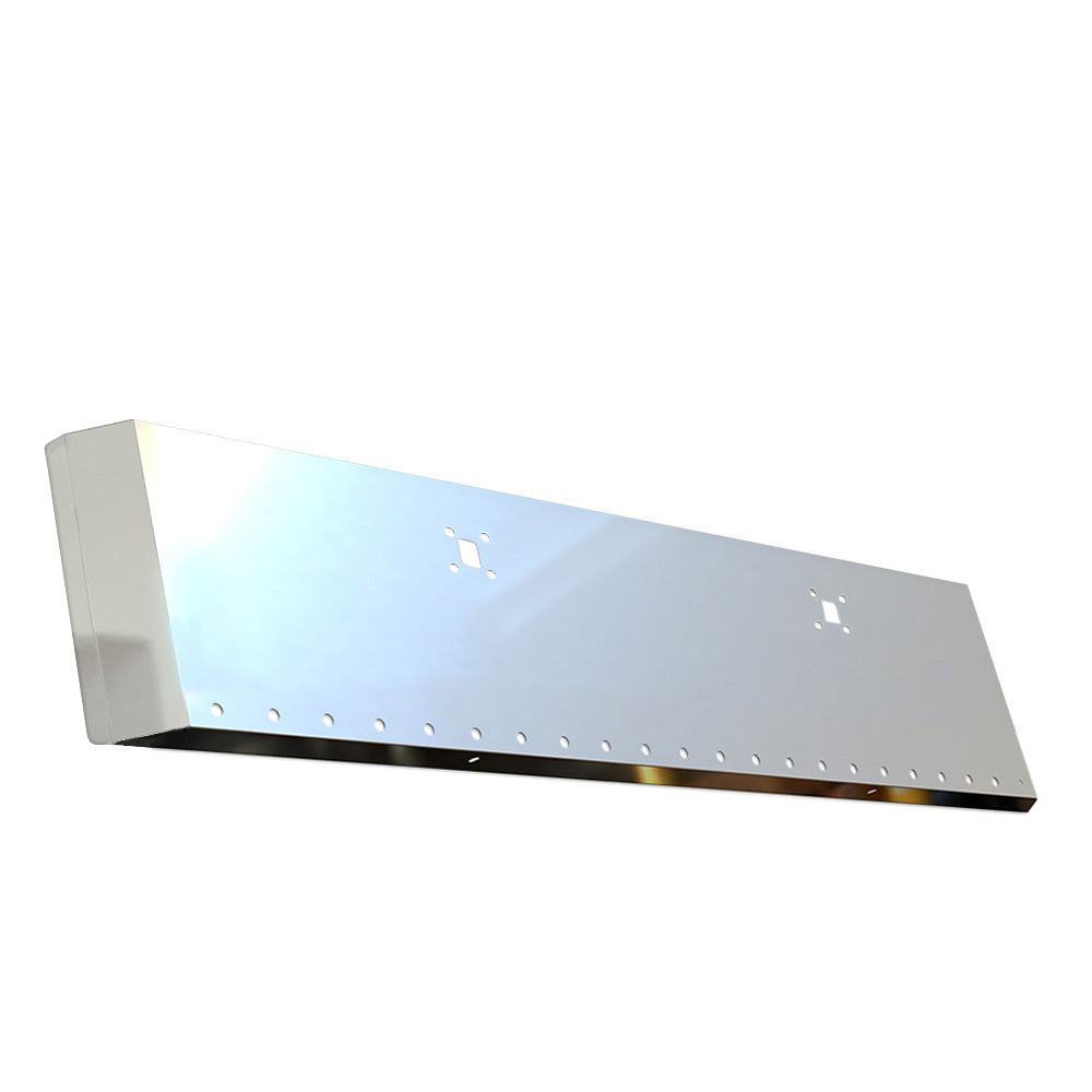 International 9900i/9900ix Stainless Steel 18" Switchback End Bumper with Twenty-Two 3/4" Light Cutouts and Tow Hooks