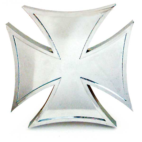 Chrome Plastic 4" Maltese Cross Accent Tape Mount