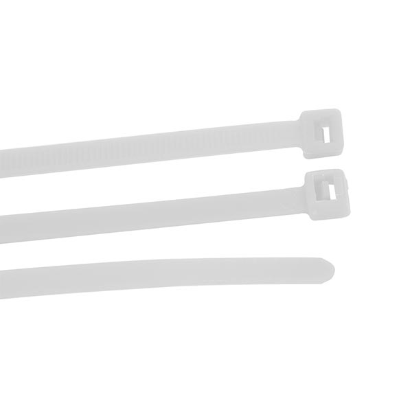 15" White Nylon Cable Zip Tie 100PK