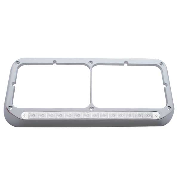 Rectangular Dual Headlight Bezel 19 White LED Lights
