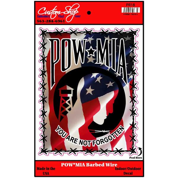 POW MIA Barbed Wire Vinyl Decal